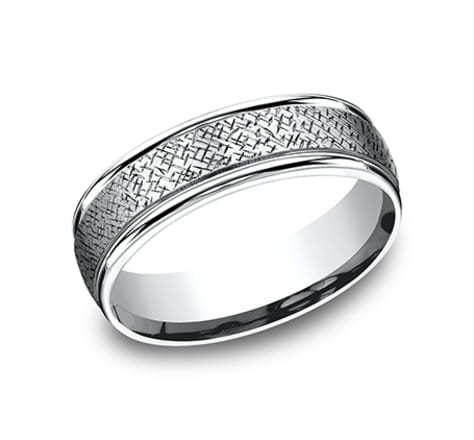 Benchmark RECF8465590W White 14k 6.5mm Men's Wedding Band Ring