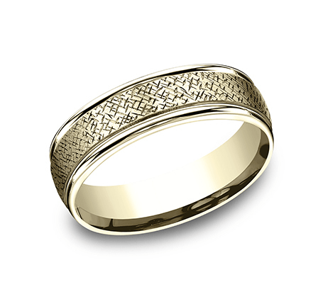 Benchmark RECF8465590Y Yellow 14k 6.5mm Men&#39;s Wedding Band Ring