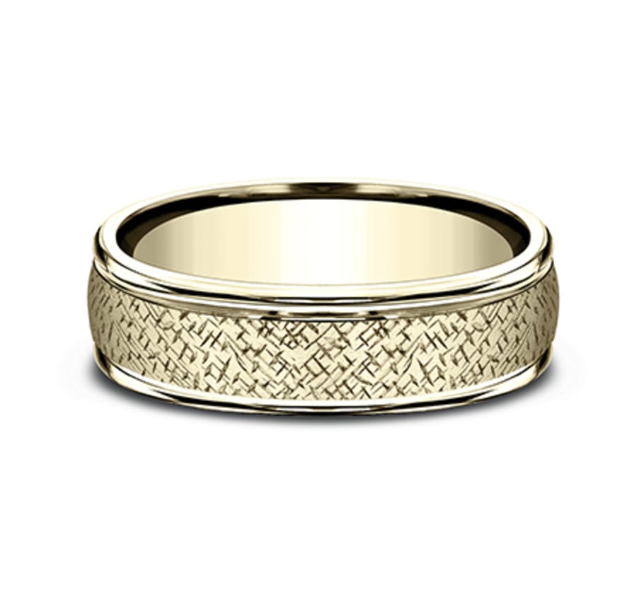 Benchmark RECF8465590Y Yellow 14k 6.5mm Men&#39;s Wedding Band Ring