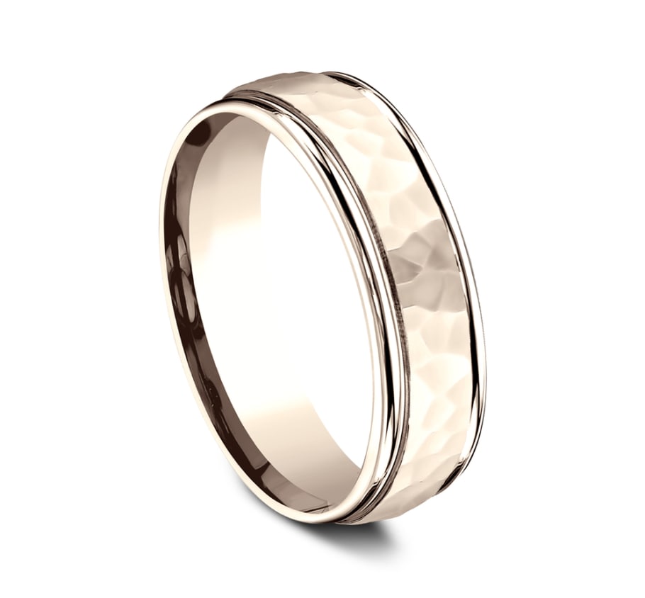 Benchmark RECF865591R Rose 14k 6.5mm Men&#39;s Wedding Band Ring