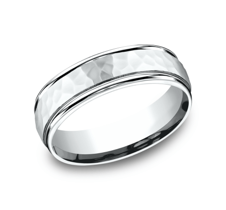 Benchmark RECF865591W White 14k 6.5mm Men&#39;s Wedding Band Ring