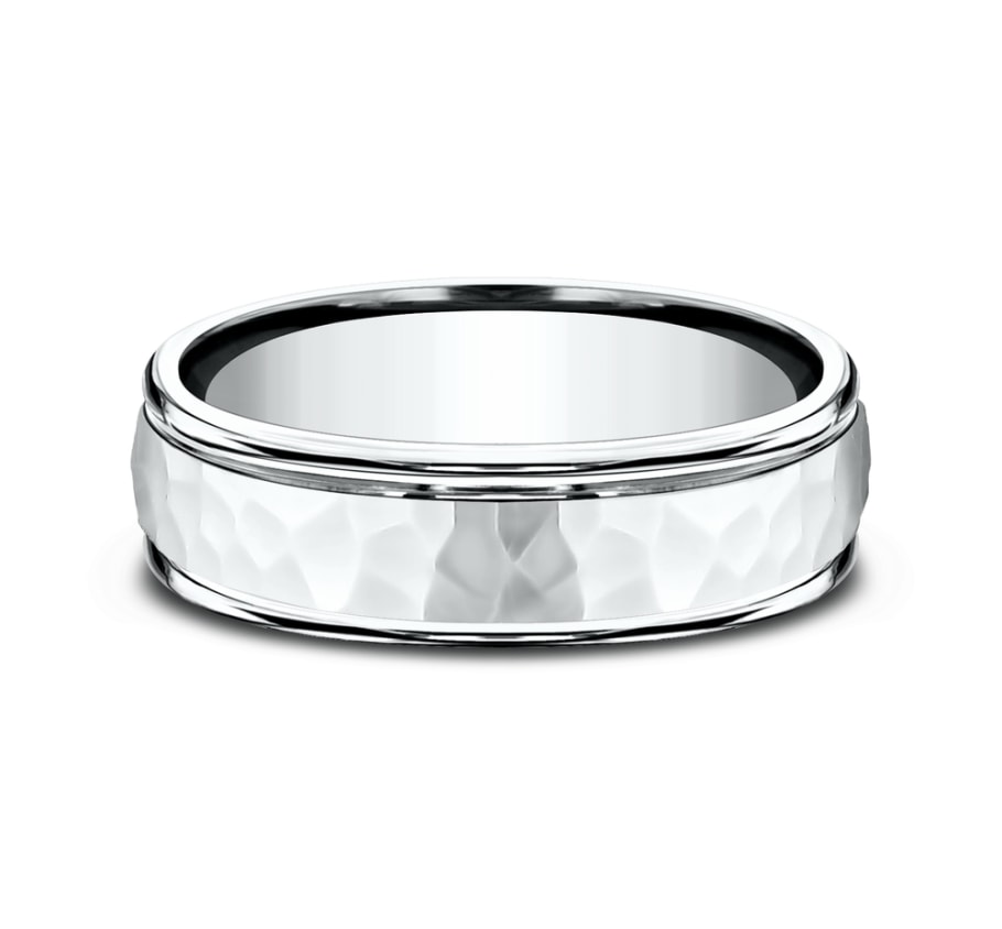 Benchmark RECF865591W White 14k 6.5mm Men&#39;s Wedding Band Ring