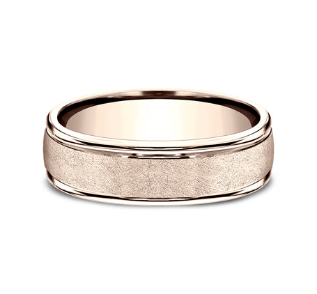 Benchmark RECF86585R Rose Gold 14k 6.5mm Men&#39;s Wedding Band Ring
