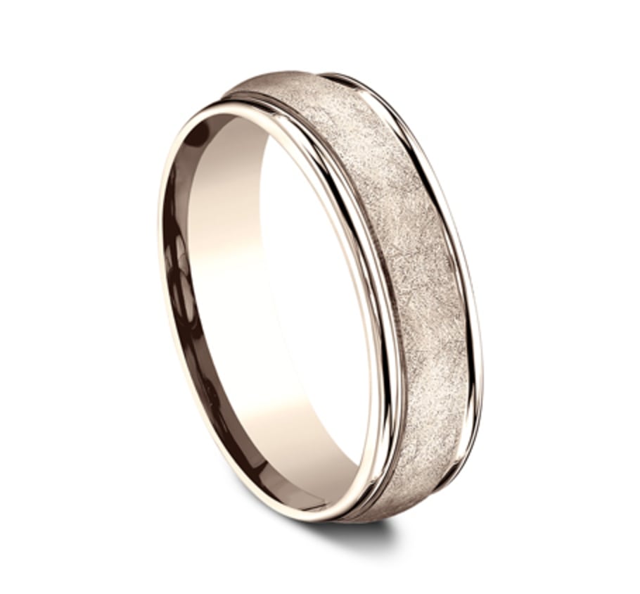 Benchmark RECF86585R Rose Gold 14k 6.5mm Men's Wedding Band Ring