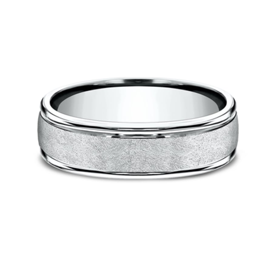 Benchmark RECF86585W White Gold 14k 6.5mm Men&#39;s Wedding Band Ring