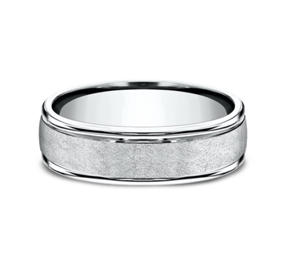 Benchmark RECF86585W White Gold 14k 6.5mm Men's Wedding Band Ring