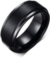 River Edge Jewelers Tungsten Carbide 8mm Black High Polish Satin Men Fancy Wedding Band Ring Size 9
