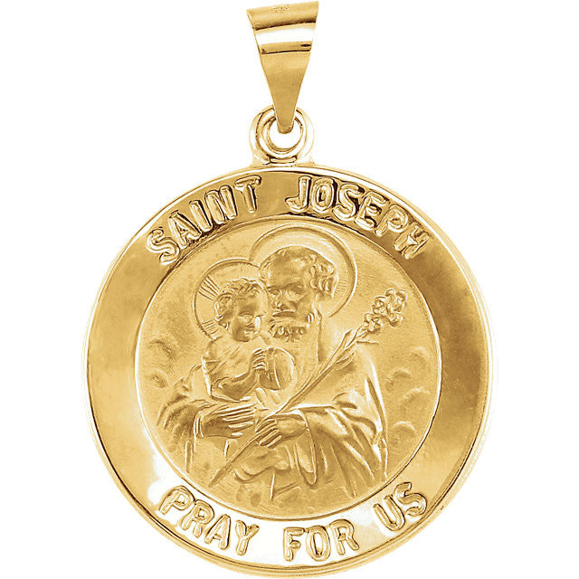St Joseph 14k Solid Yellow Gold 2.0 Grams Pray for Us Pendant Charm 1 inch