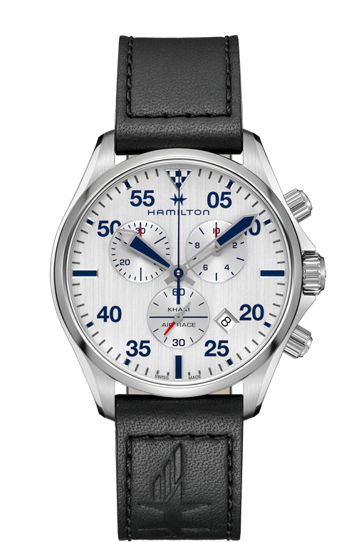 Hamilton Khaki Pilot H76712751 Chrono Quartz White Dial Leather Watch