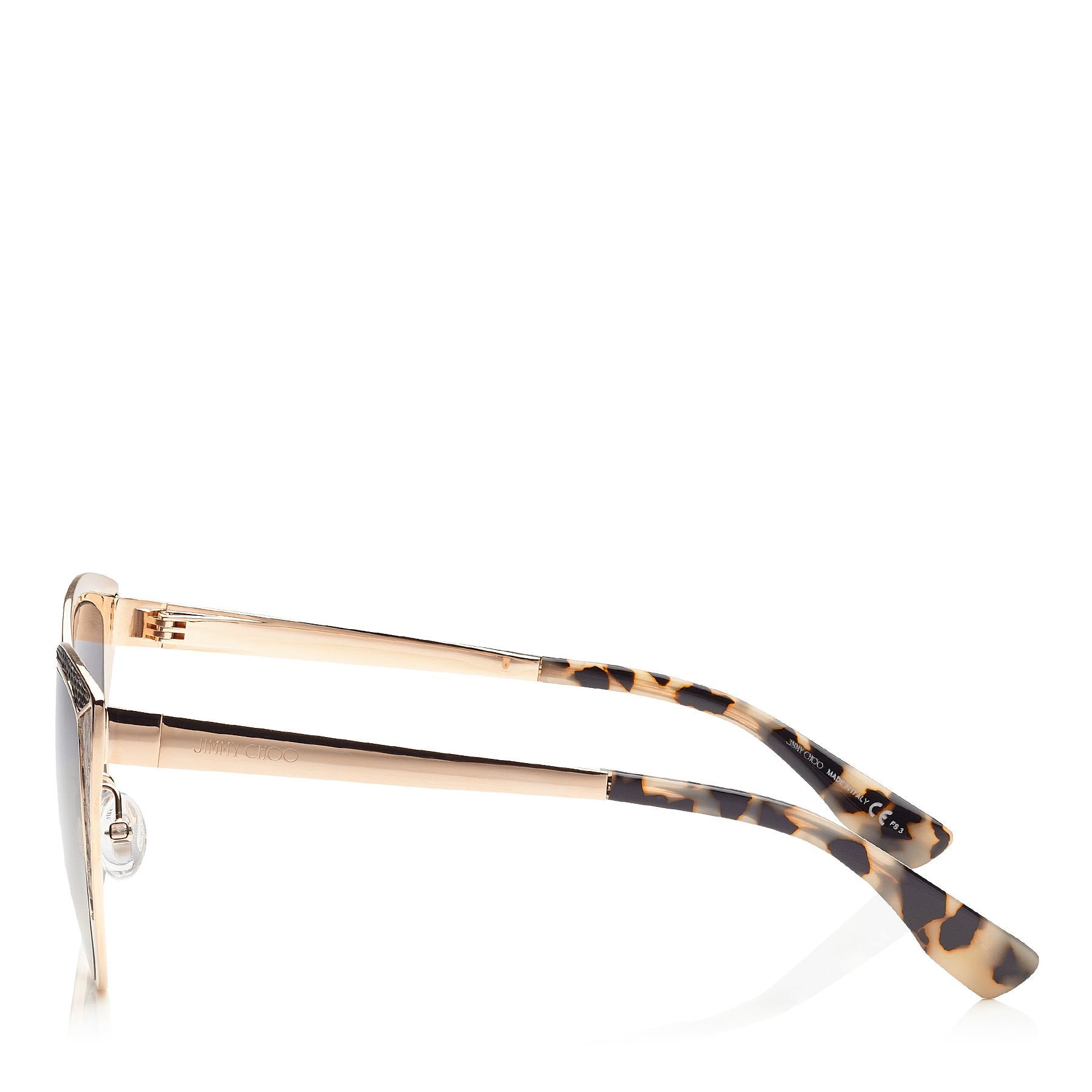 JIMMY CHOO Domi Metal Framed Cat Eye Sunglasses with Snakeskin Leather Detail ITEM NO. DOMIS56EPSW