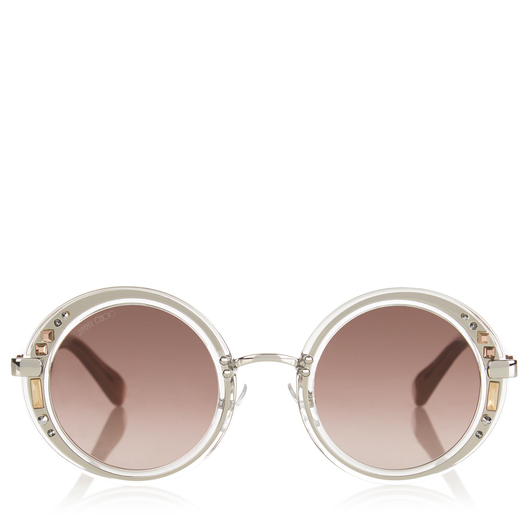 JIMMY CHOO Gem Transparent Round Framed Sunglasses with Swarovski Crystals ITEM NO. GEMS48E16R