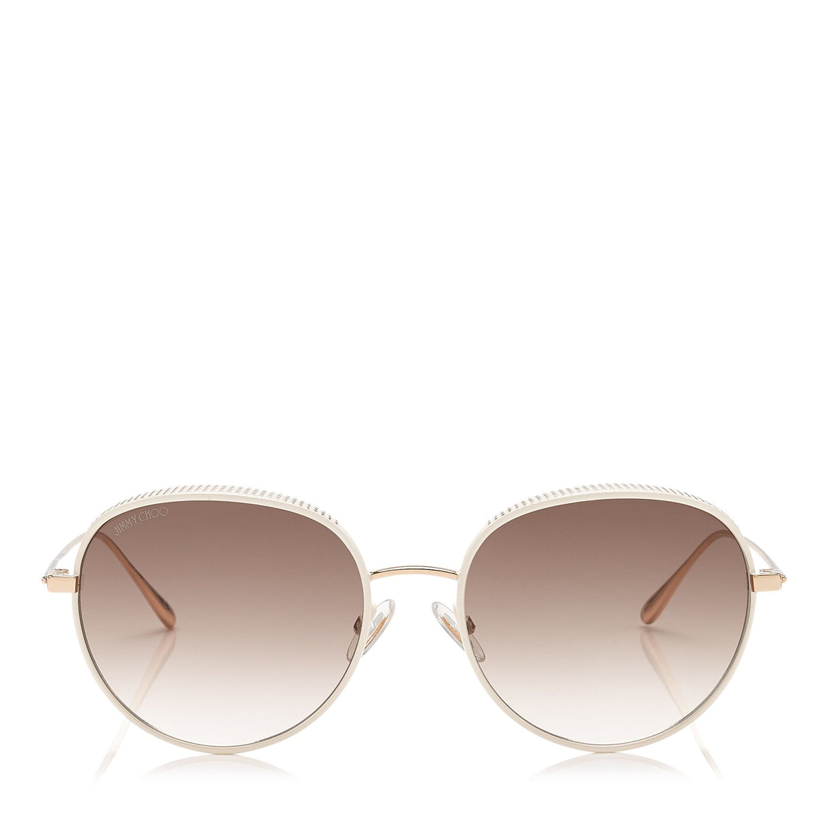 JIMMY CHOO Ello White and Gold Metal Framed Sunglasses with Micro Studs Detailing ITEM NO. ELLOS56EONR