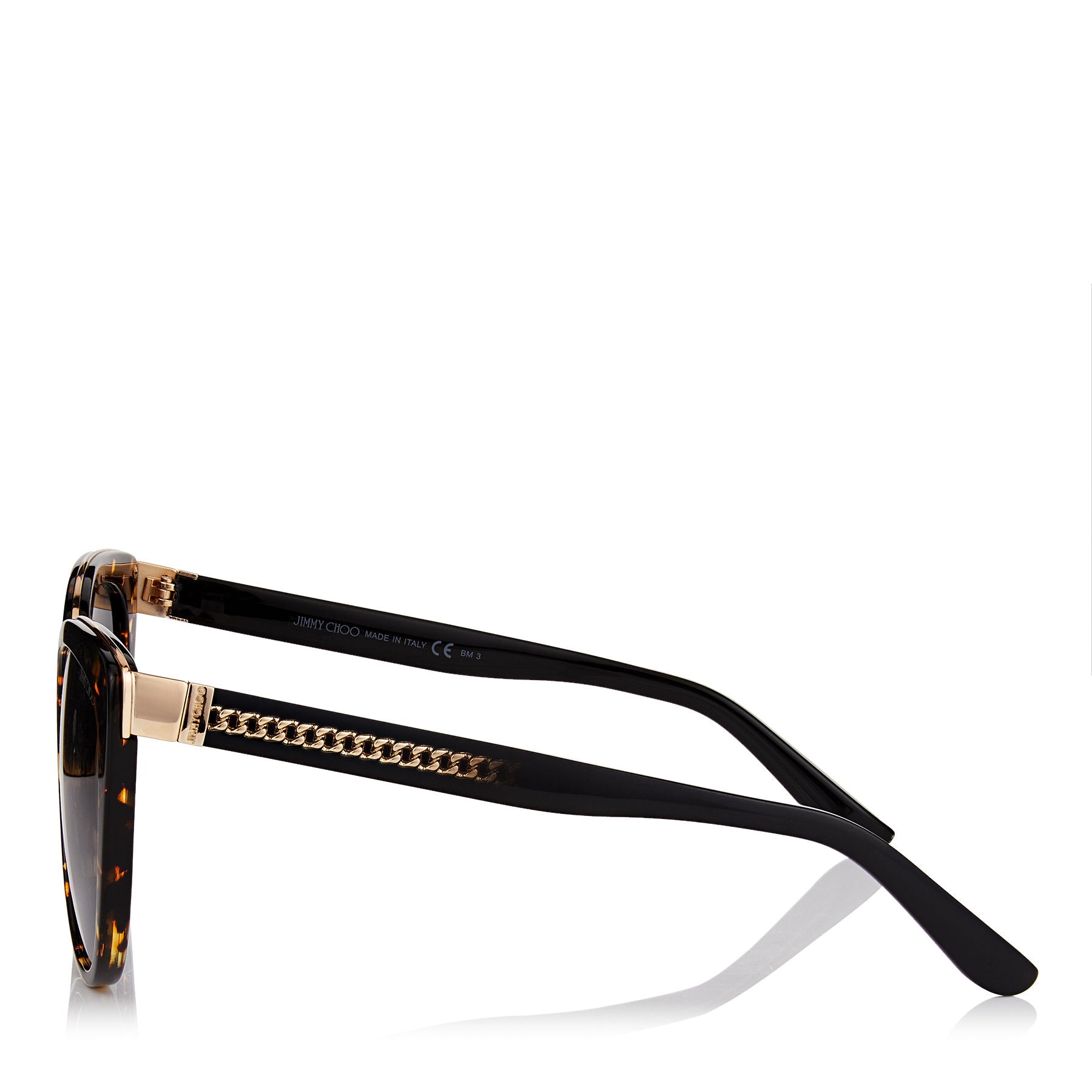 JIMMY CHOO Dana Havana Acetate Cat-Eye Sunglasses with Rose Gold Chain Metal Detailing ITEM NO. DANAS56E2KU