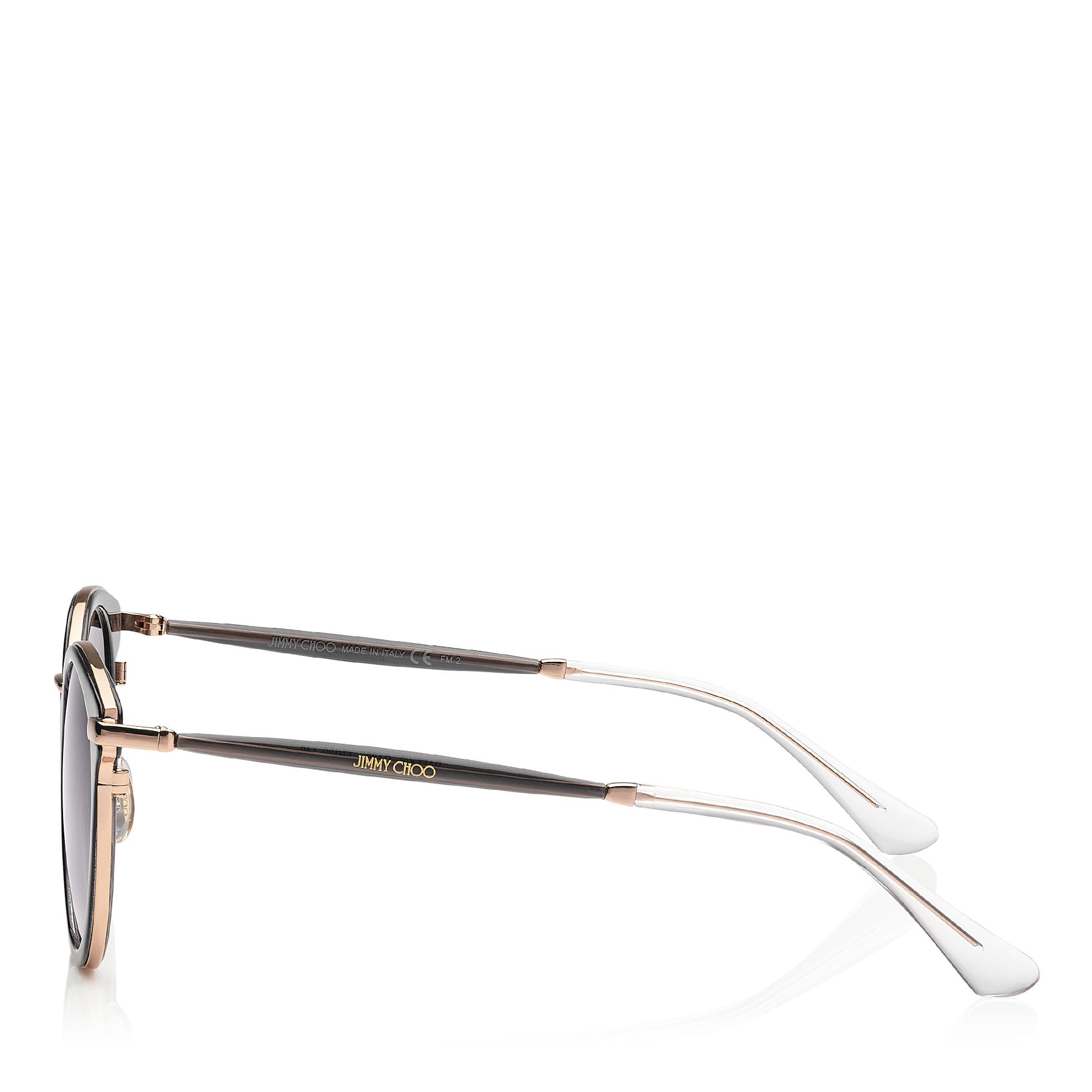 JIMMY CHOO Raffy Grey Glitter and Metal Round Framed Sunglasses ITEM NO. RAFFYS47EQA8