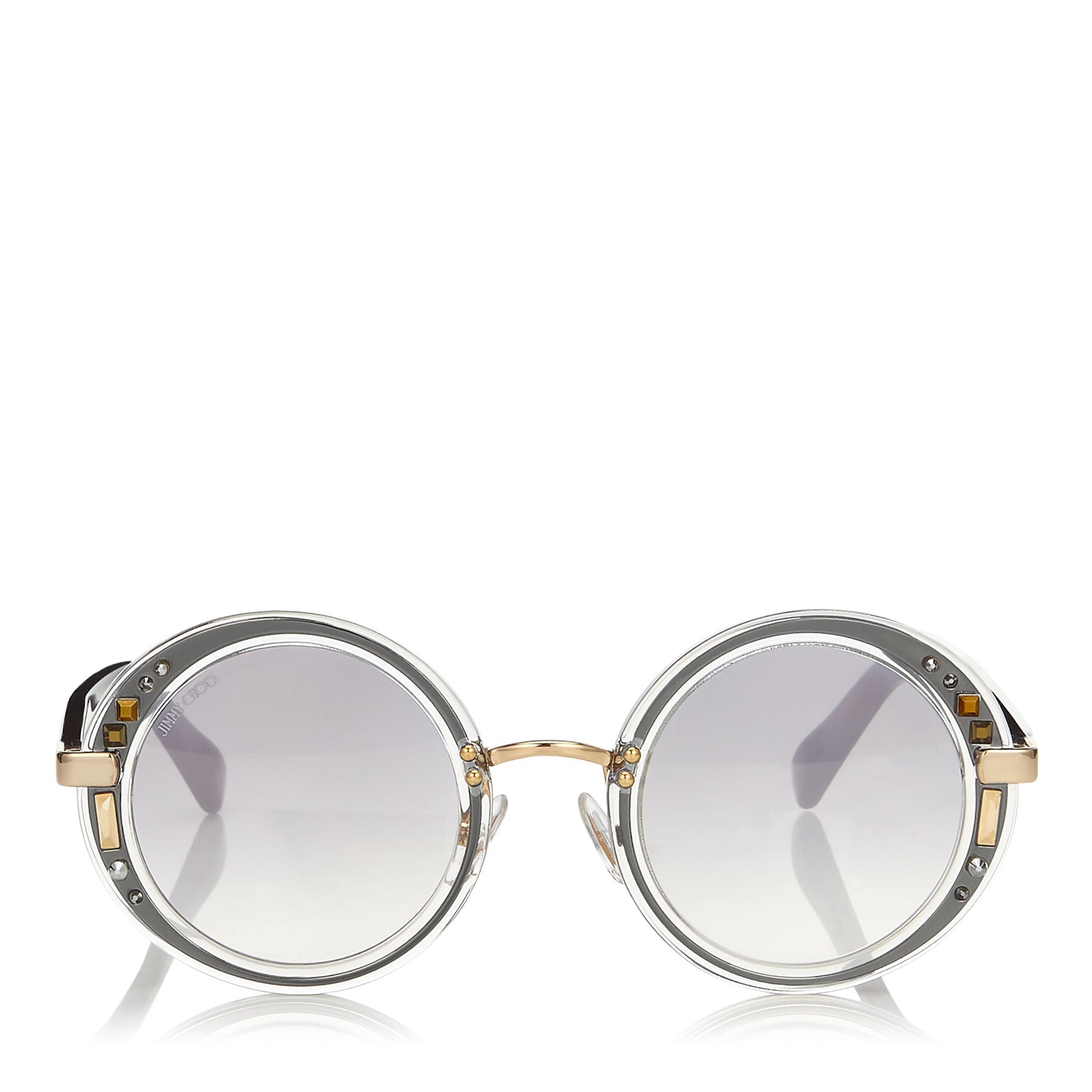 JIMMY CHOO Gem Transparent Round Framed Sunglasses with Swarovski Crystals ITEM NO. GEMS48E16U