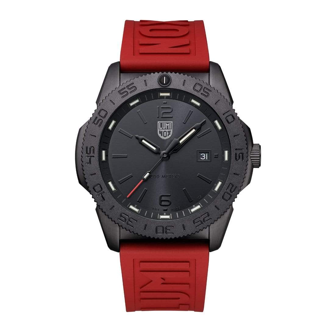 Luminox 3121.BO.RF Pacific Diver 44 mm Diver Red Cut to Fit Strap Watch