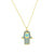 Luxe Time USA .925 Sterling Silver Gold Tone Hamsa Evil Eye Necklace Chain Pendant w/ Ext