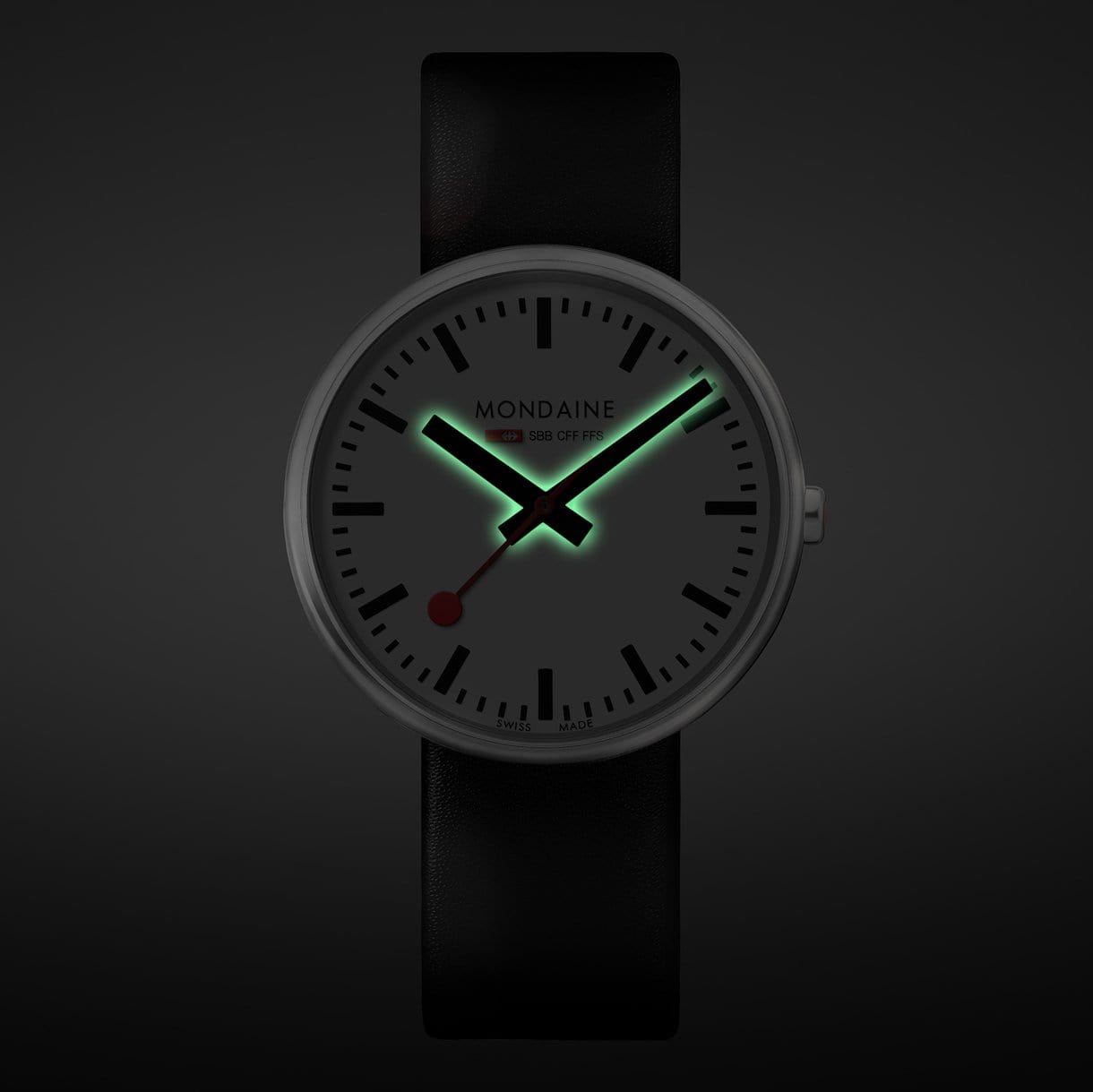 Mondaine MSX.3511B.LB GIANT 35mm Black Leather Quartz Watch