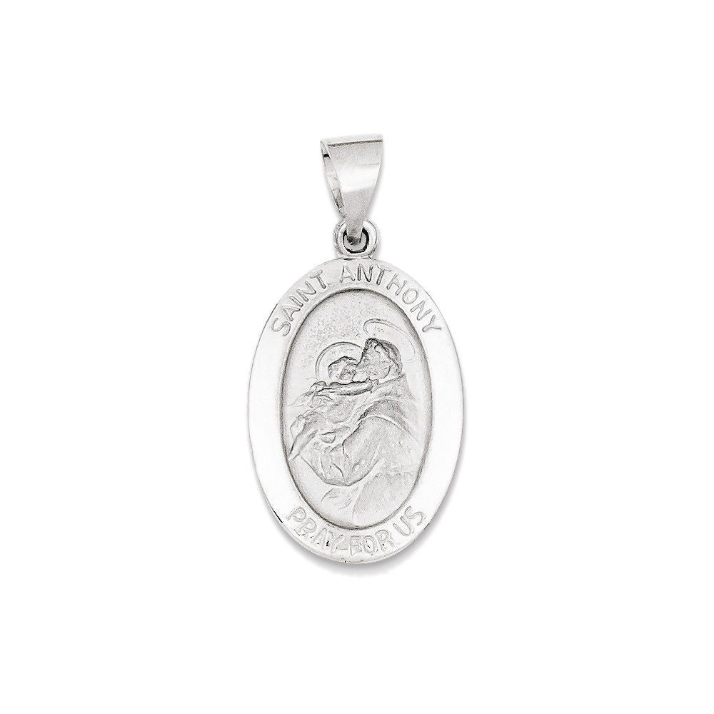 St Anthony 14k Solid White Gold 1.2 Grams Pray for Us Pendant Charm Saint