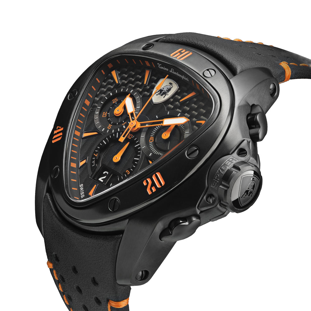 Tonino Lamborghini T9SB SPYDER Chronograph Black and Orange Quartz Watch